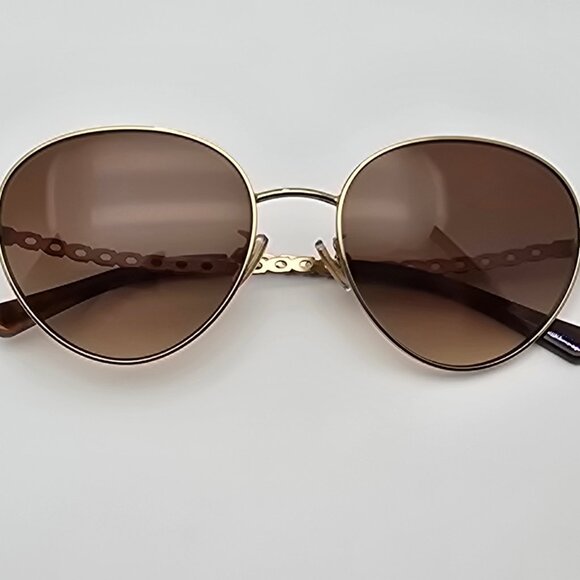 Coach HC7114 L1148 900574 Light Gold Frame Brown Gradient Lens Sunglasses w Case main image 5